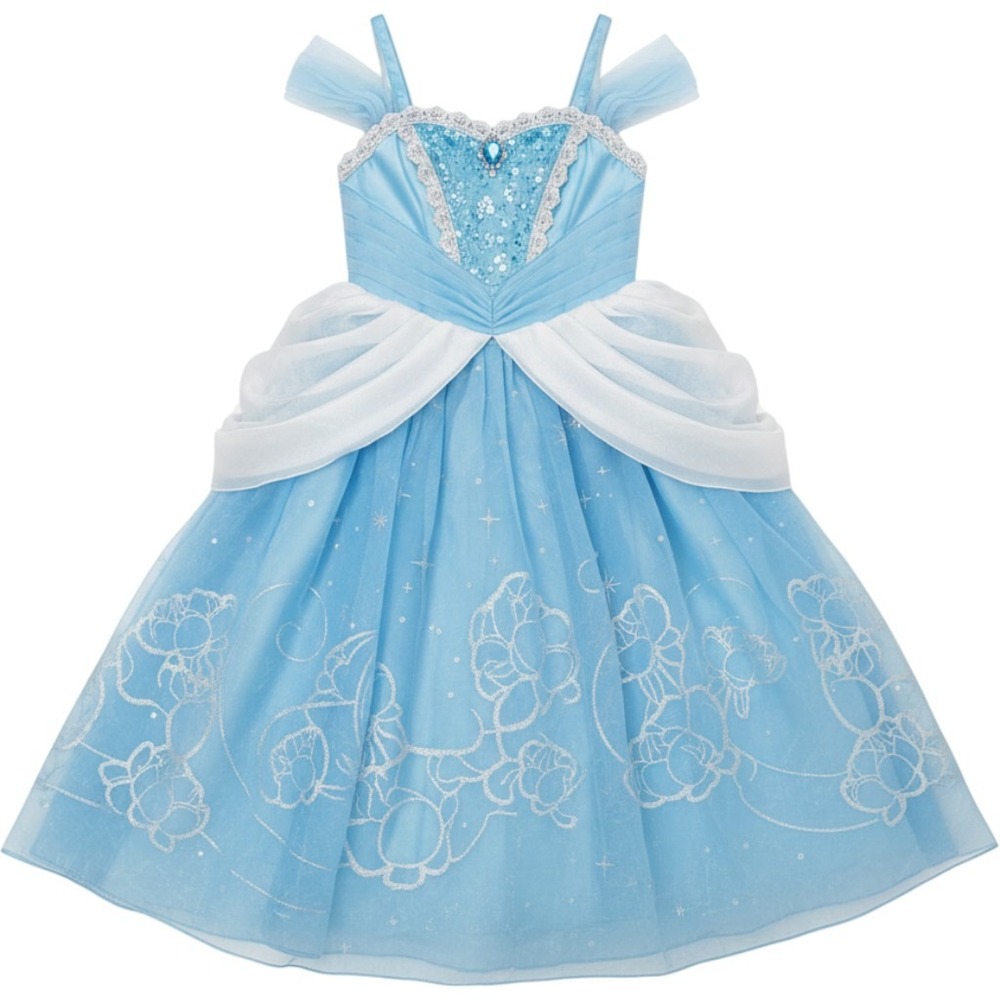 Disney Cinderella Costume Dress Kids 7/8 Blue Castle Collection Sequin Glitter